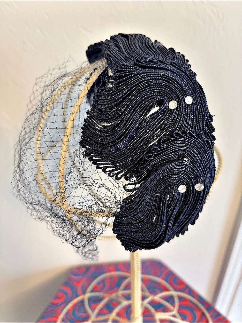 Vintage Navy Blue Veiled Hat